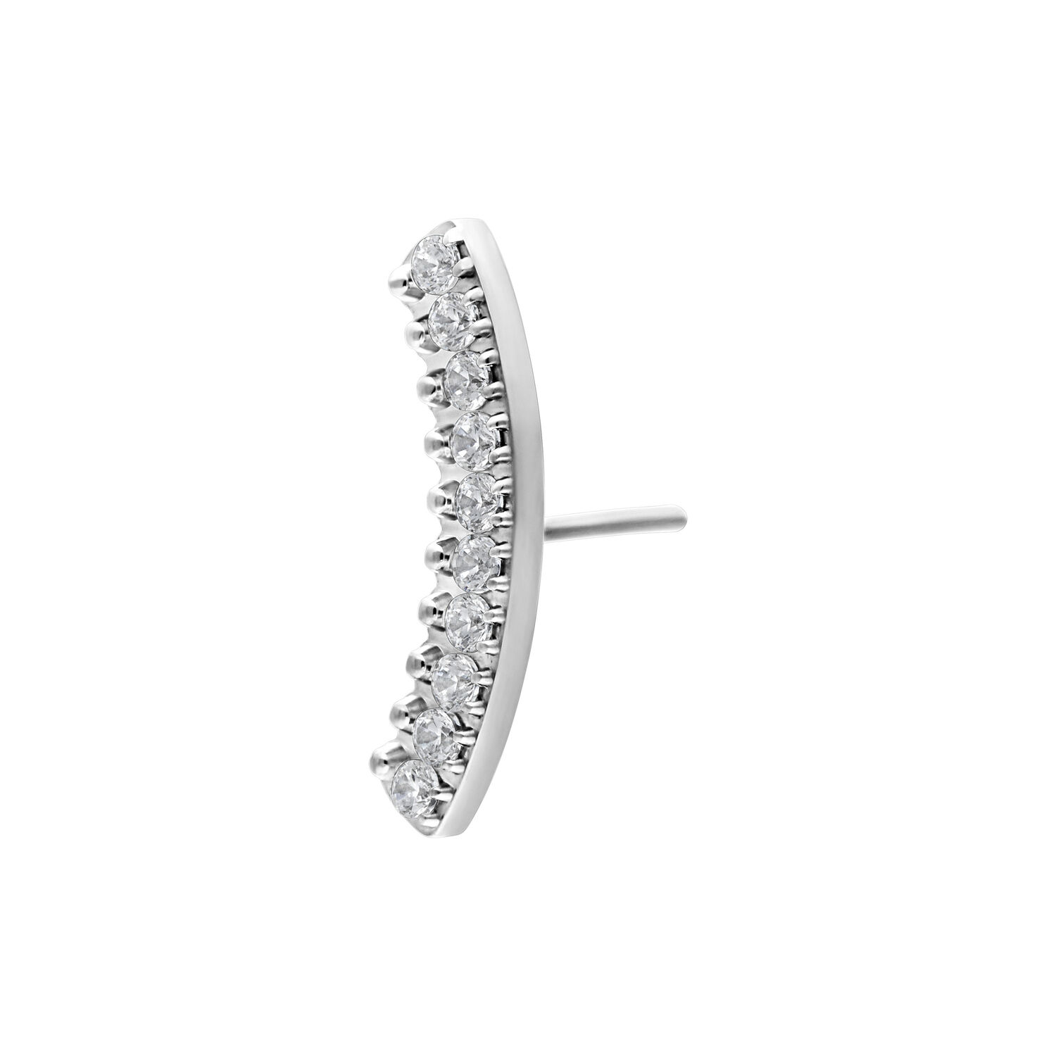 Embout Crystal Arch Push Fit Argenté Embout Crystal argenté avec cristaux clairs sur fond blanc