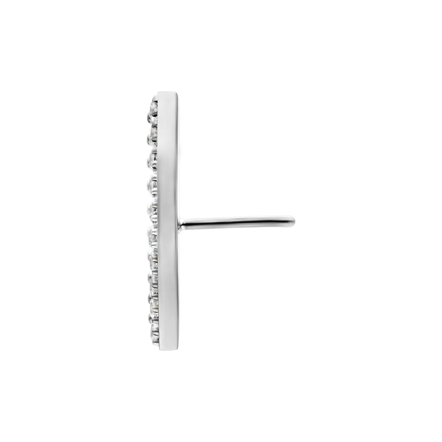 Embout Crystal Arch argenté Push Fit Vue latérale de l'embout argenté Push Fit avec cristaux sur fond blanc