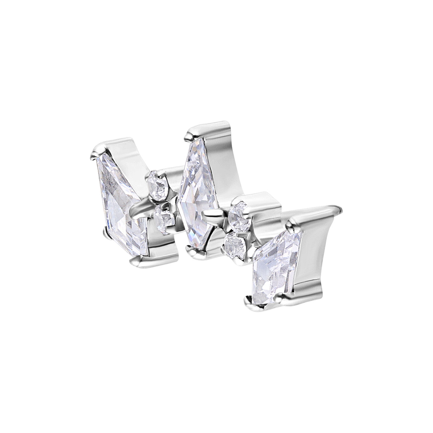 Embout Push Fit en Cristal Argenté Embout argenté avec pierres cristallines sur fond blanc