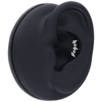 Embout Cristal Kiter pour Push Fit Modèle d'oreille noir avec piercing en cristal argenté Kiter dans l'hélix