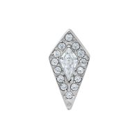 Embout Crystal Shield argenté Push Fit Embout argenté avec cristaux clairs en forme de losange sur fond blanc