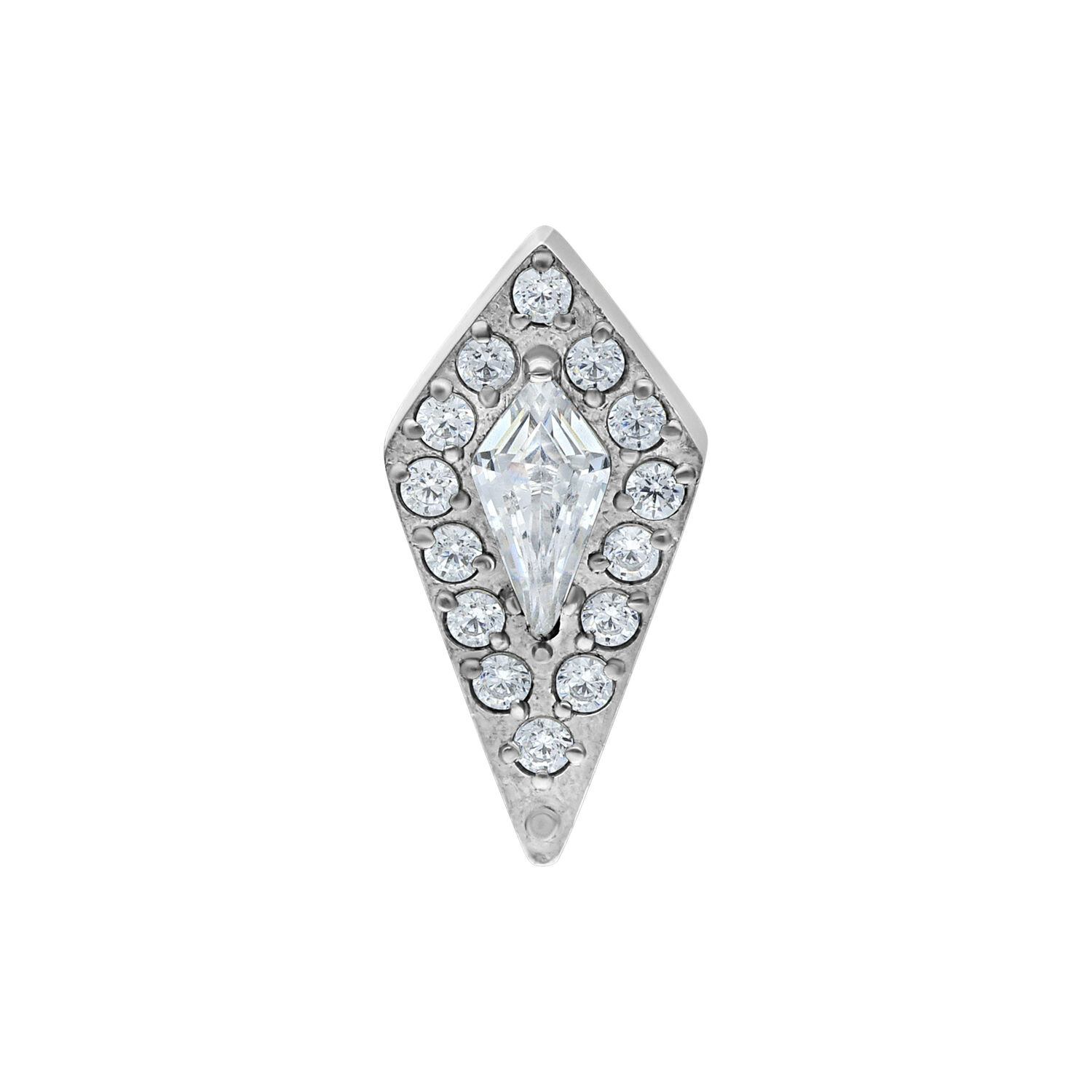 Embout Crystal Shield argenté Push Fit Embout argenté avec cristaux clairs en forme de losange sur fond blanc