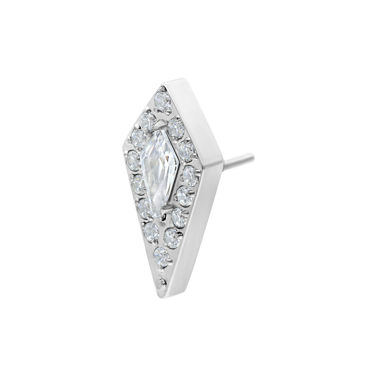 Embout Crystal Shield argenté Push Fit Embout argenté avec pierres cristallines sur fond blanc