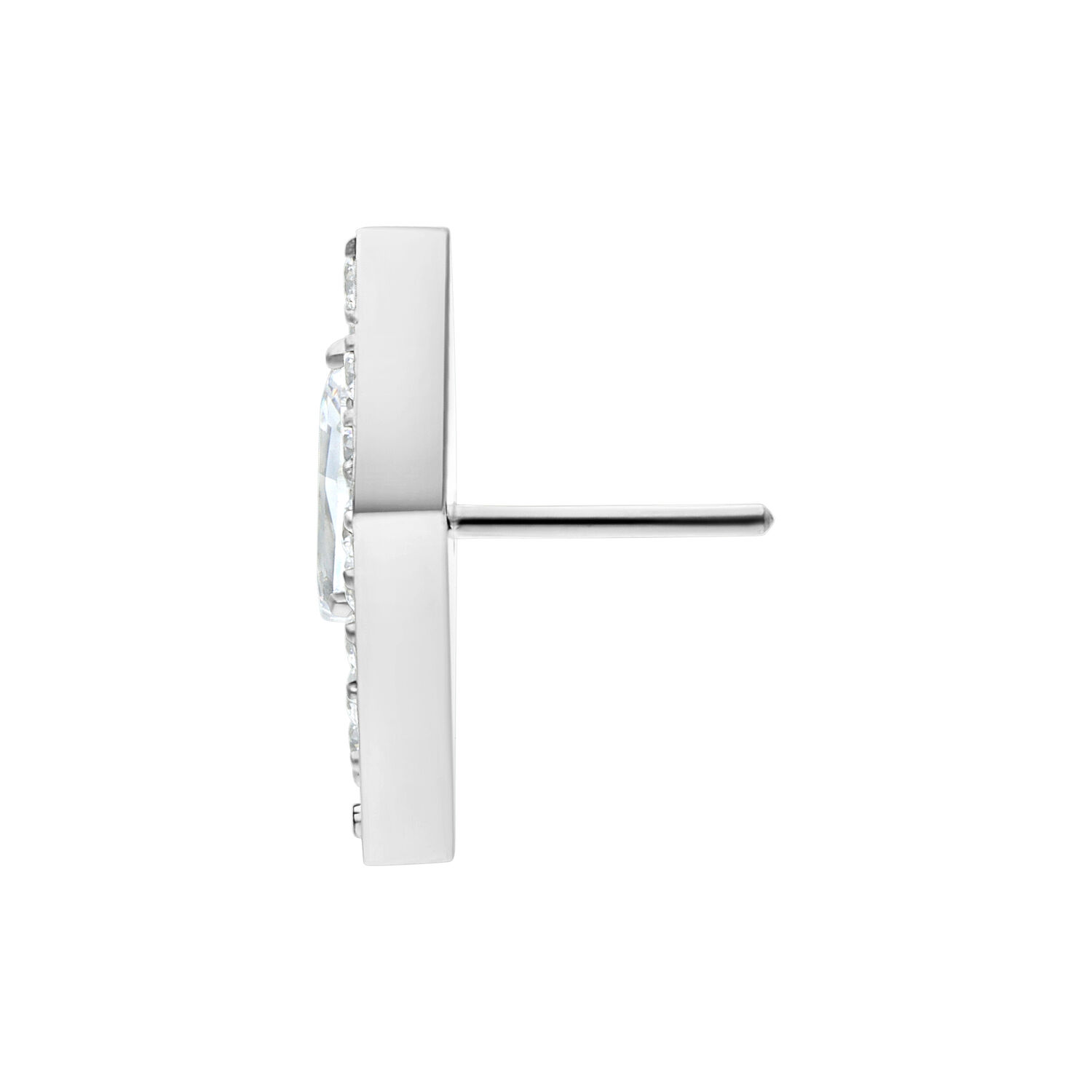 Embout Crystal Shield Push Fit Argenté Embout Push Fit argenté avec pierre cristalline sur fond blanc
