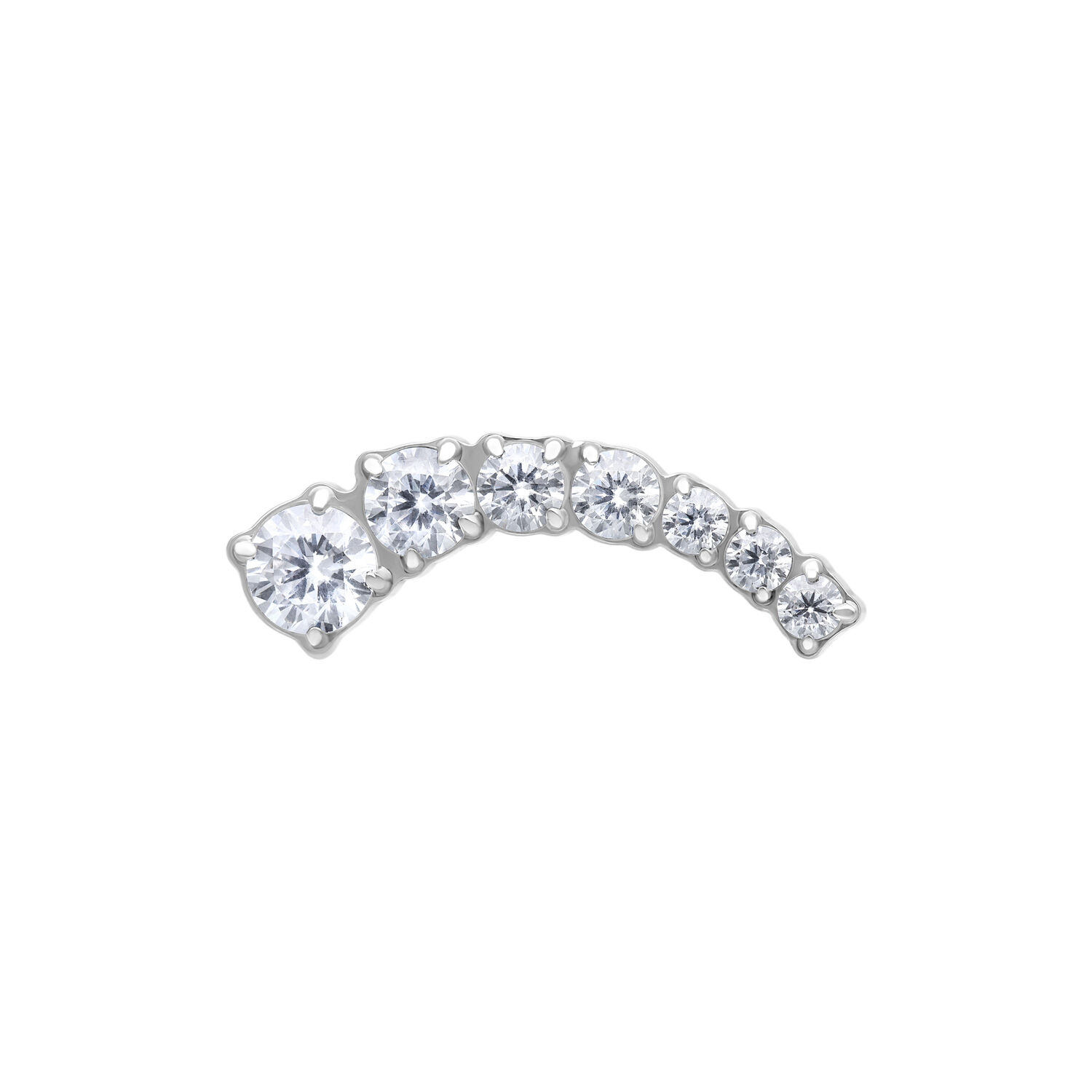 Embout en titane avec cristal pour piercings d'oreille Embout courbé en titane avec cristaux clairs sur fond blanc