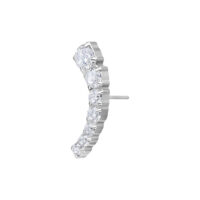 Embout Argenté Push Fit Crystal Bow Embout argenté avec cristaux clairs sur fond blanc