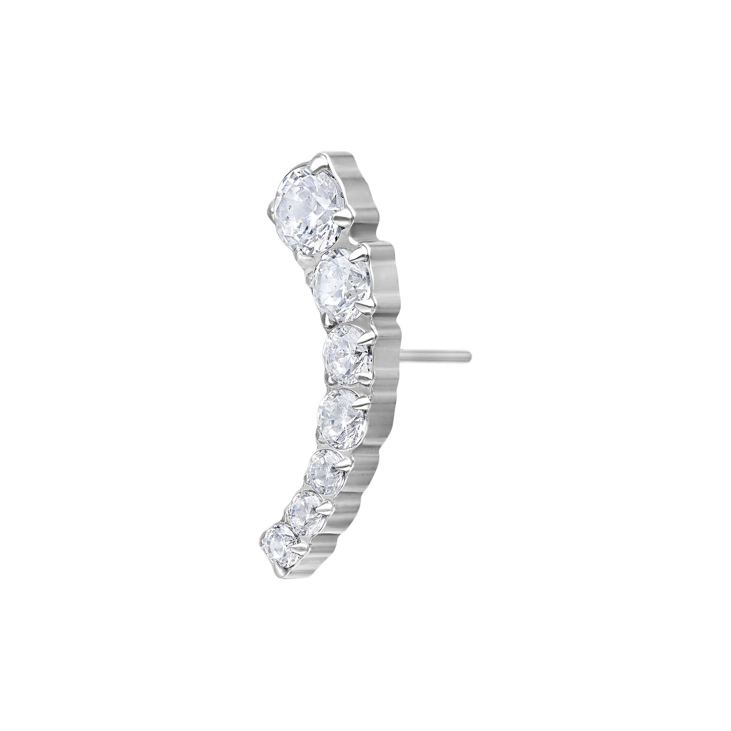 Embout Argenté Push Fit Crystal Bow Embout argenté avec cristaux clairs sur fond blanc