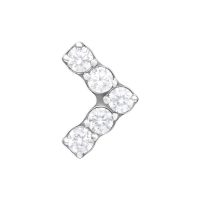 Embout Push Fit en V avec cristaux Embout en V argenté avec cinq cristaux clairs sur fond blanc