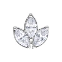 Embout Fleur Ovale Push Fit Argenté Embout Push Fit argenté avec trois pierres cristallines