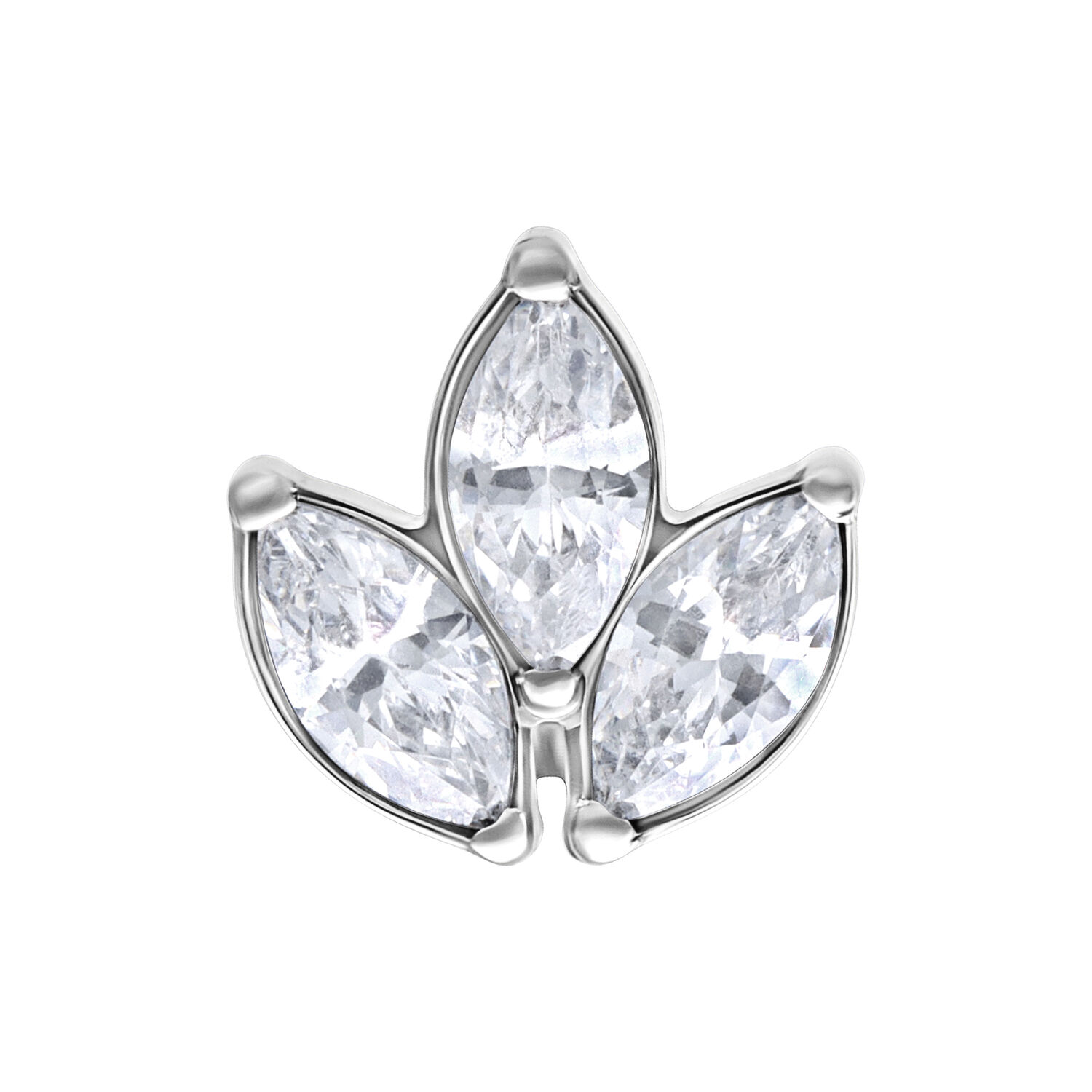 Embout Fleur Ovale Push Fit Argenté Embout Push Fit argenté avec trois pierres cristallines