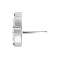 Embout Fleur Ovale Push Fit Argenté Embout en métal argenté avec design ovale et cristal sur fond blanc