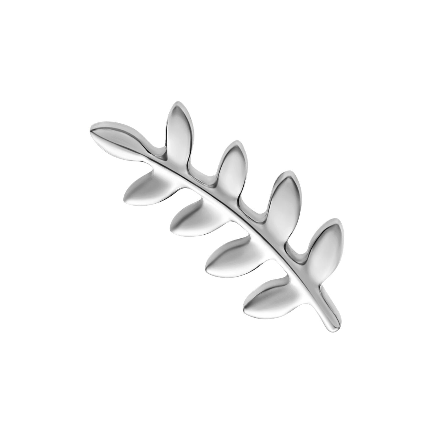 Embout Feuille Argenté pour Piercings Push Fit Embout Feuille Argenté en titane sur fond blanc