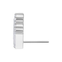 Embout Cristal Push Fit Argenté Latéral Vue latérale d'un embout Push Fit argenté avec cristal carré sur fond blanc