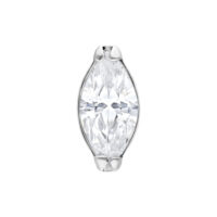 Embout Cristal Ovale Push Fit en Argent Embout Cristal Ovale Push Fit en argent sur fond blanc