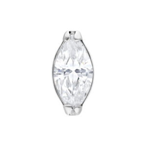 Embout Cristal Ovale Push Fit en argent sur fond blanc