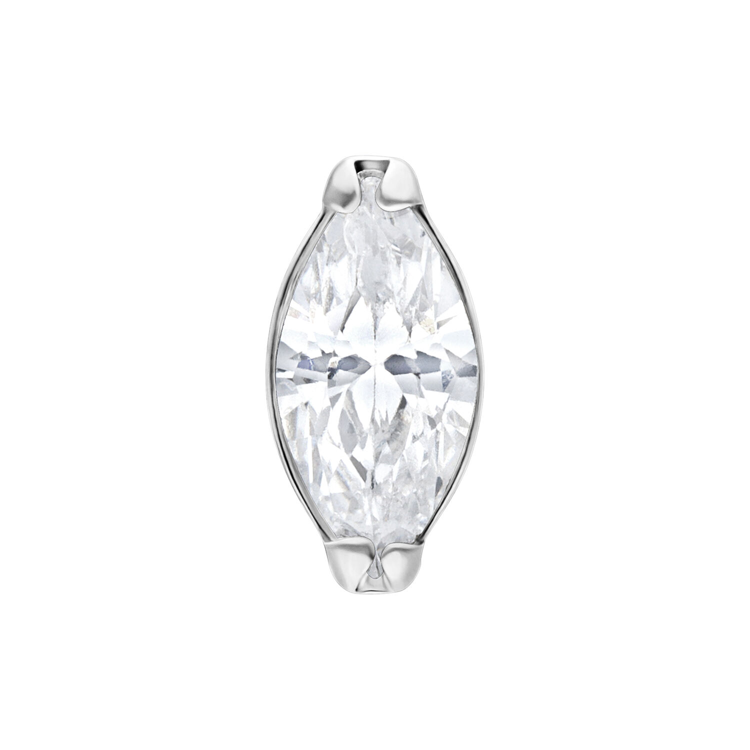 Embout Cristal Ovale Push Fit en Argent Embout Cristal Ovale Push Fit en argent sur fond blanc