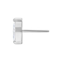 Embout Cristal Ovale Argenté Push Fit Embout cristal ovale argenté avec cristal clair sur fond blanc