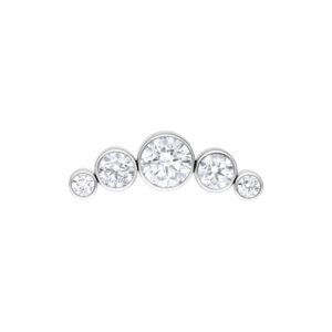 Embout en cristal argenté avec cinq cristaux clairs sur fond blanc
