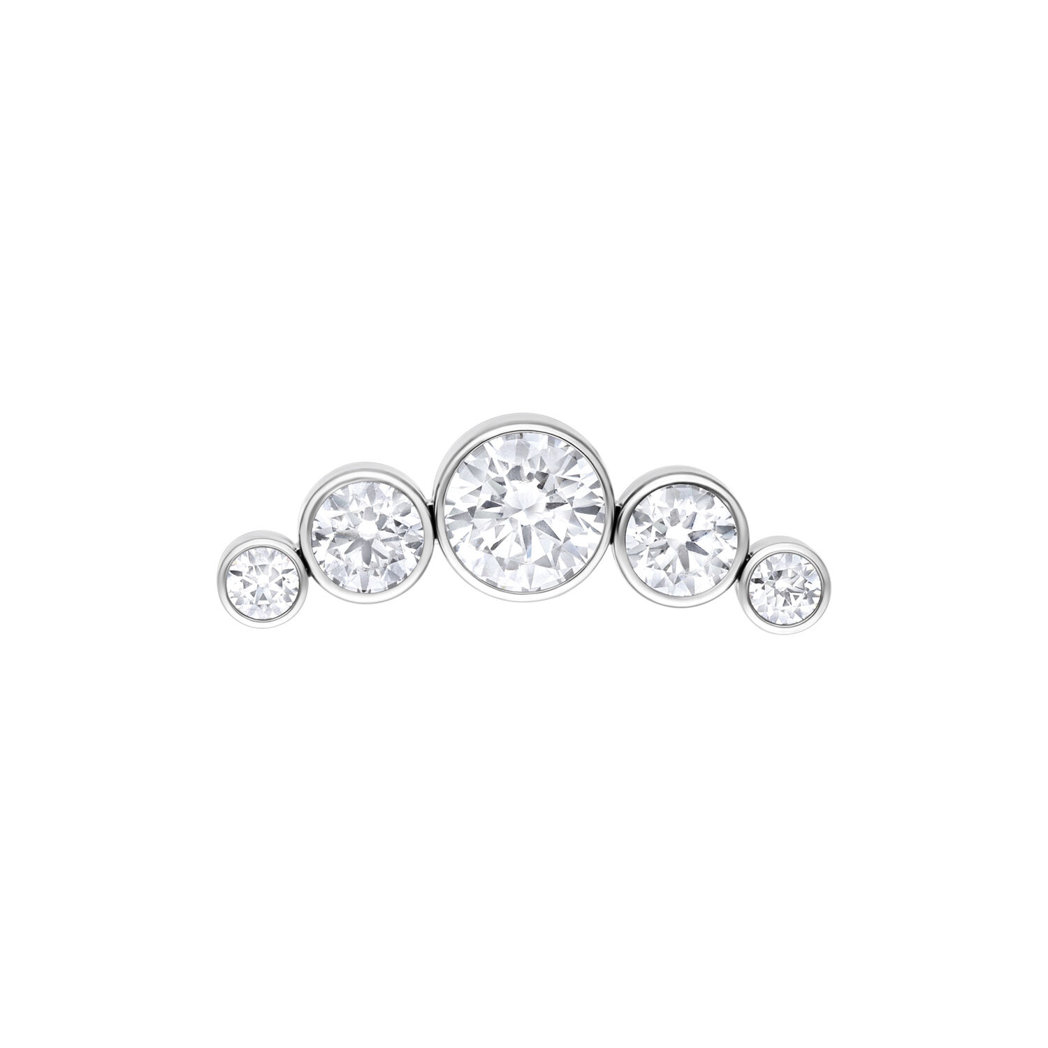 Embout Argenté Push Fit 3 Crystal Bow Embout en cristal argenté avec cinq cristaux clairs sur fond blanc