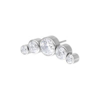 Embout Argenté Push Fit 3 Cristaux Noeud Embout argenté avec trois cristaux clairs sur fond blanc