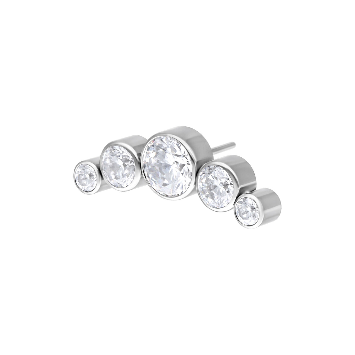 Embout Argenté Push Fit 3 Cristaux Noeud Embout argenté avec trois cristaux clairs sur fond blanc