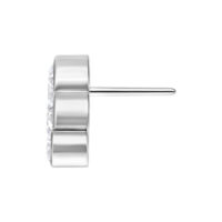 Embout argenté Push Fit 3 cristaux en arc Vue latérale d'un embout argenté Push Fit avec trois pierres cristallines sur fond blanc
