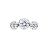 Embout Argenté Push Fit 5 Crystal Bow Embout en métal argenté avec trois cristaux clairs sur fond blanc