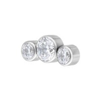 Embout Push Fit Argenté 5 Cristaux Bow Embout en métal argenté avec cinq cristaux clairs sur fond blanc
