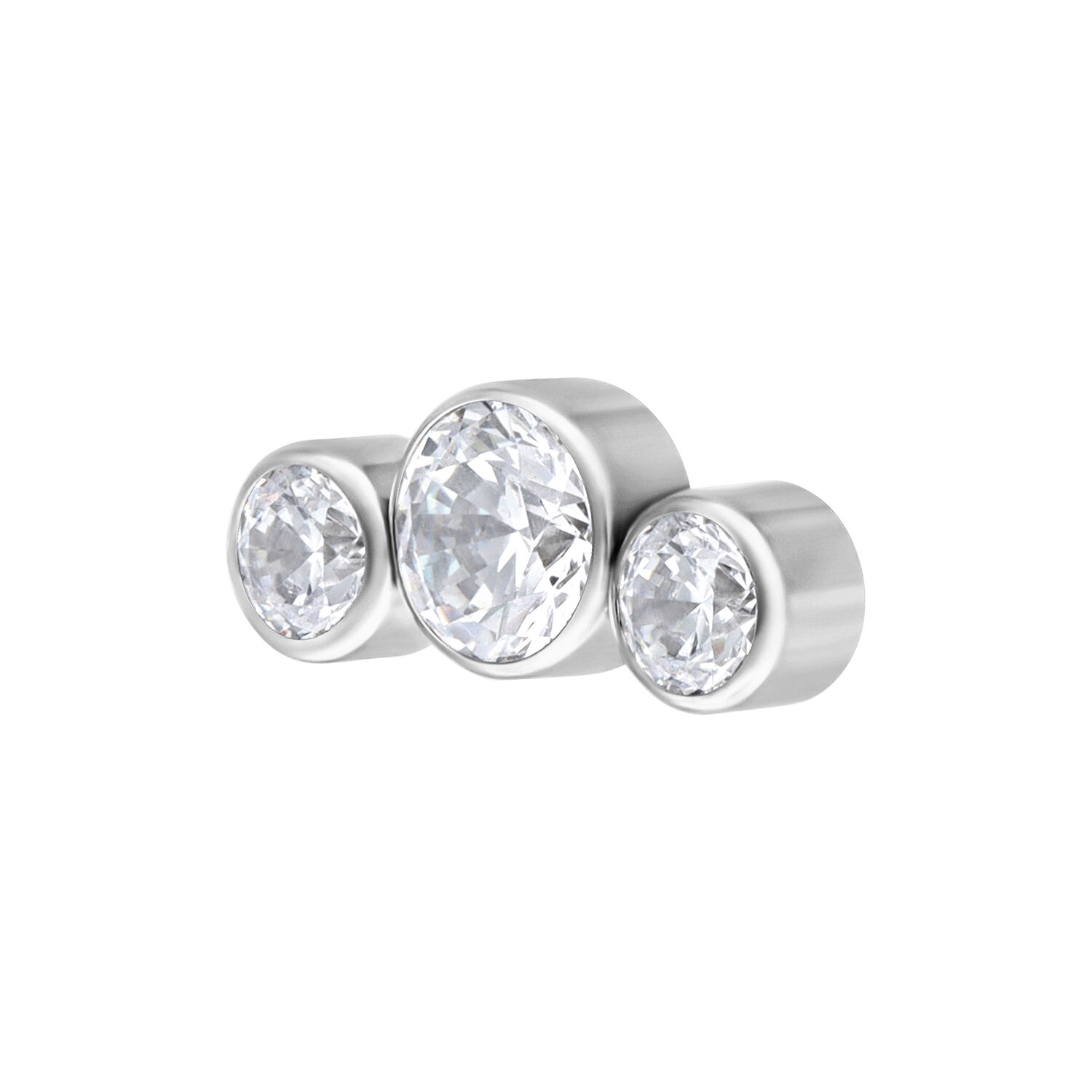 Embout Push Fit Argenté 5 Cristaux Bow Embout en métal argenté avec cinq cristaux clairs sur fond blanc