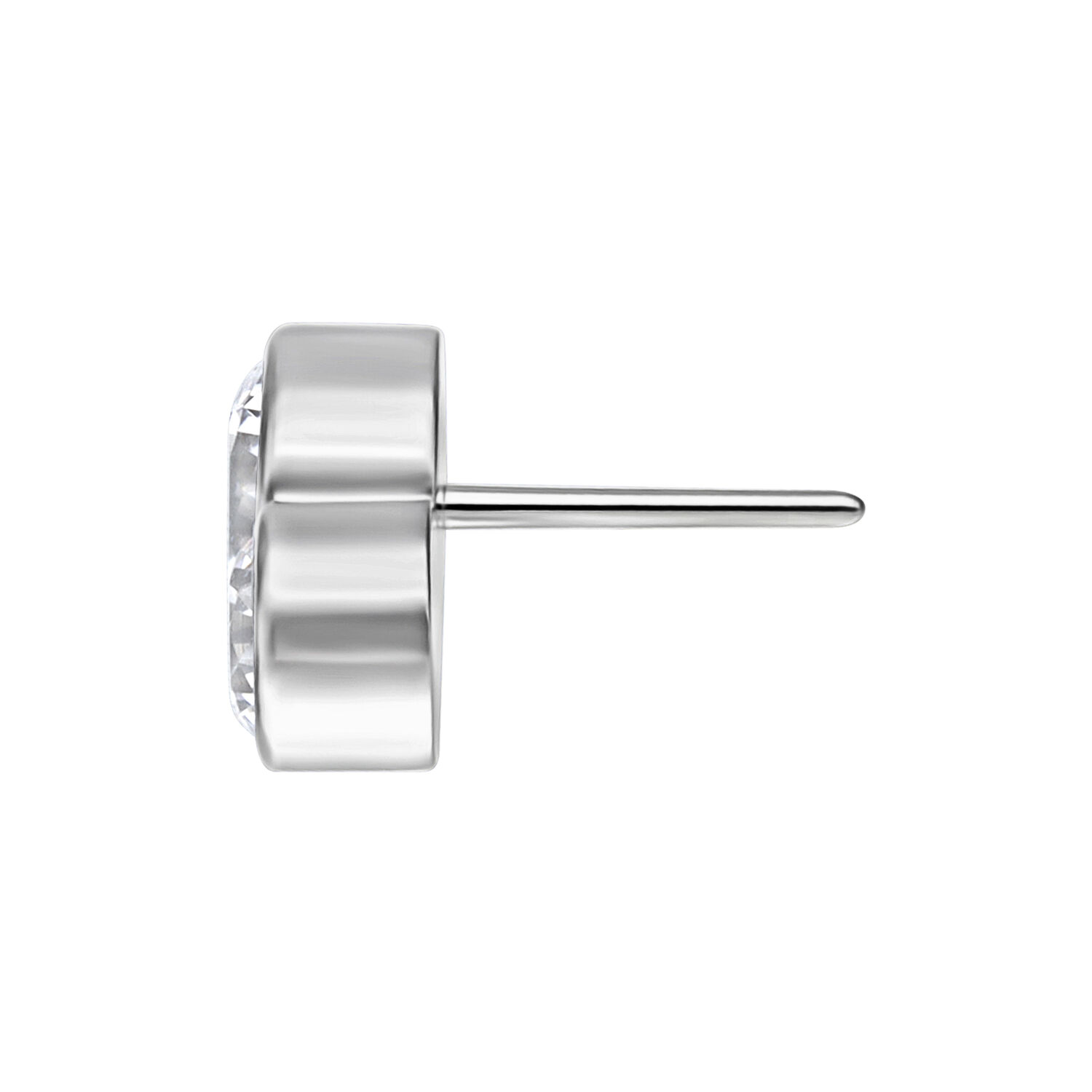 Embout Push Fit 5 Cristaux Argenté Embout en métal argenté avec cristal clair sur fond blanc