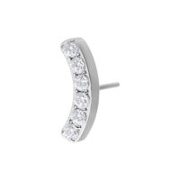 Embout Push Fit argenté avec 6 cristaux Embout de piercing argenté avec 6 cristaux clairs sur fond blanc