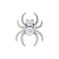 Embout Araignée Cristal Argenté Push Fit Embout araignée argenté avec deux pierres cristallines sur fond blanc