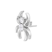 Embout Araignée en Cristal Argenté Embout Araignée Push Fit Argenté avec cristaux clairs sur fond blanc