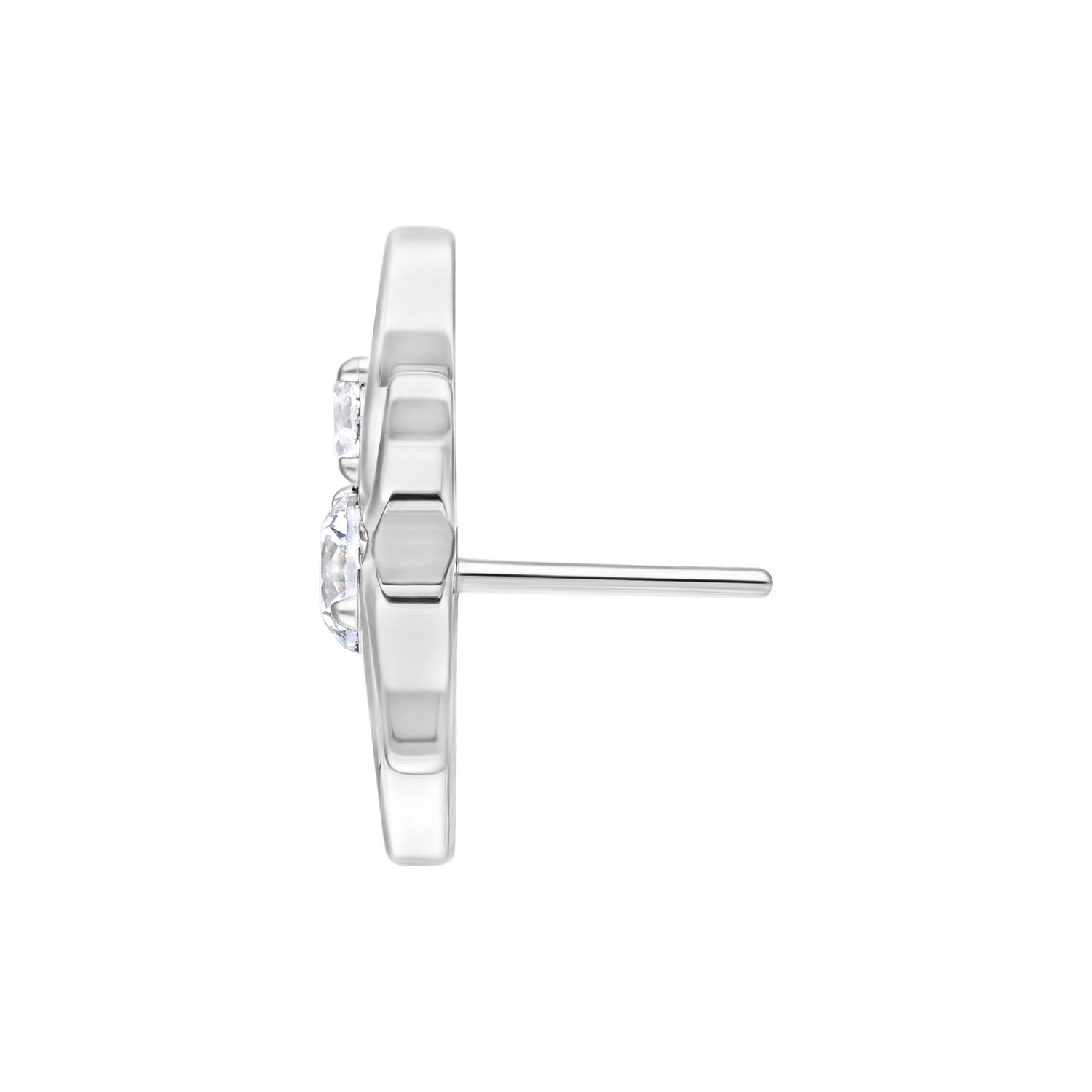 Araignée en cristal argentée pour Push Fit Embout Push Fit argenté en forme d'araignée avec cristal clair sur fond blanc