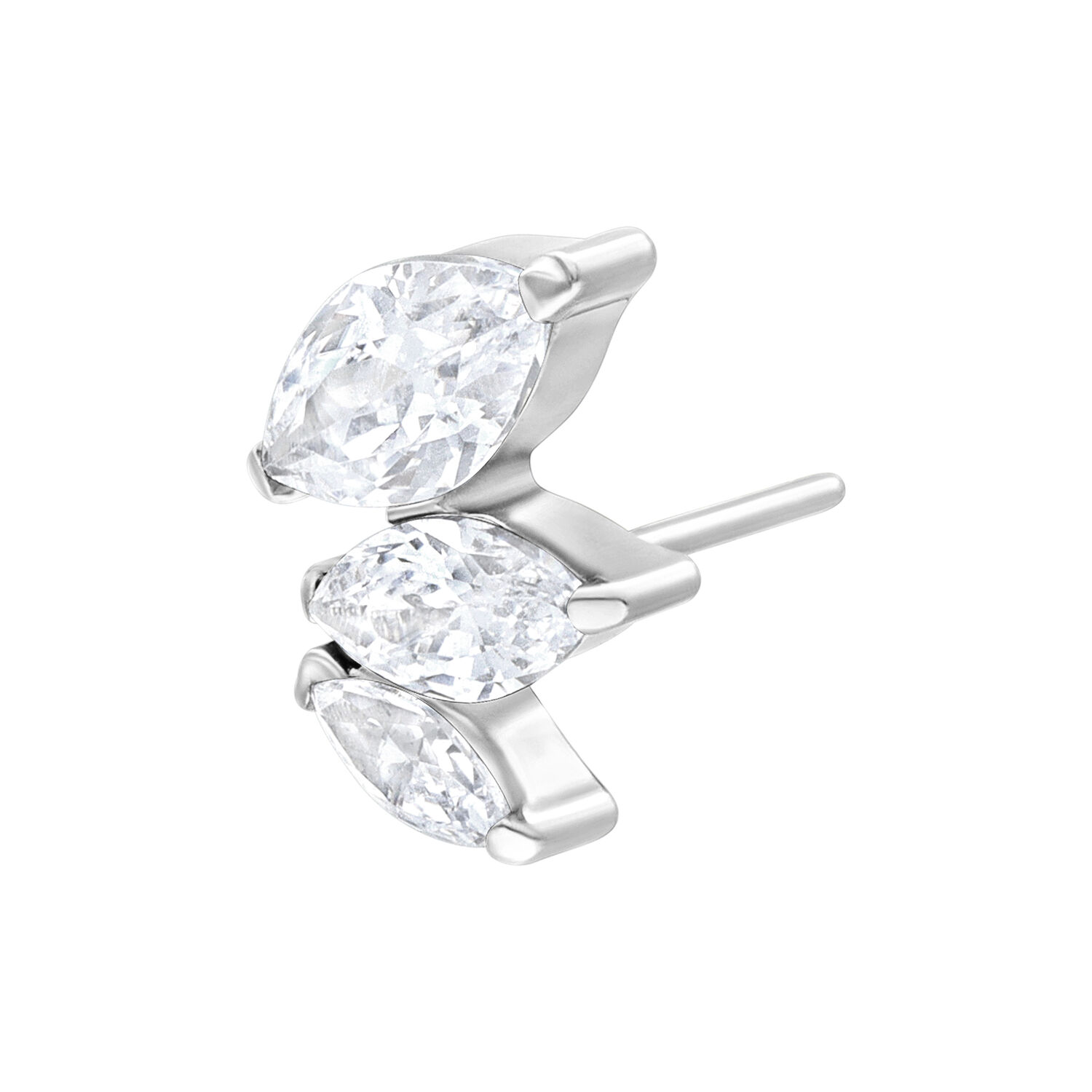 Embout Cristal Belle Push Fit Argenté Embout en cristal argenté avec cristal clair sur fond blanc