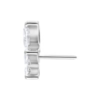 Embout Belle Crystal Push Fit Argenté Embout de piercing argenté avec pierre cristalline sur fond blanc