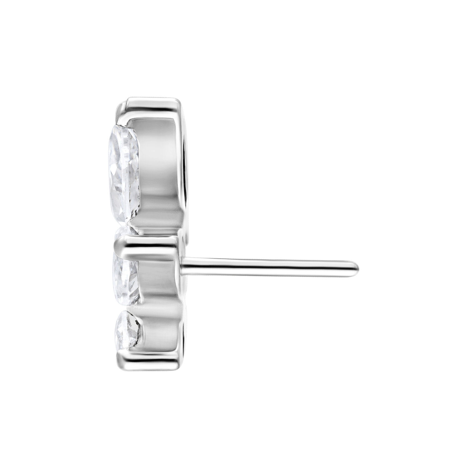 Embout Belle Crystal Push Fit Argenté Embout de piercing argenté avec pierre cristalline sur fond blanc