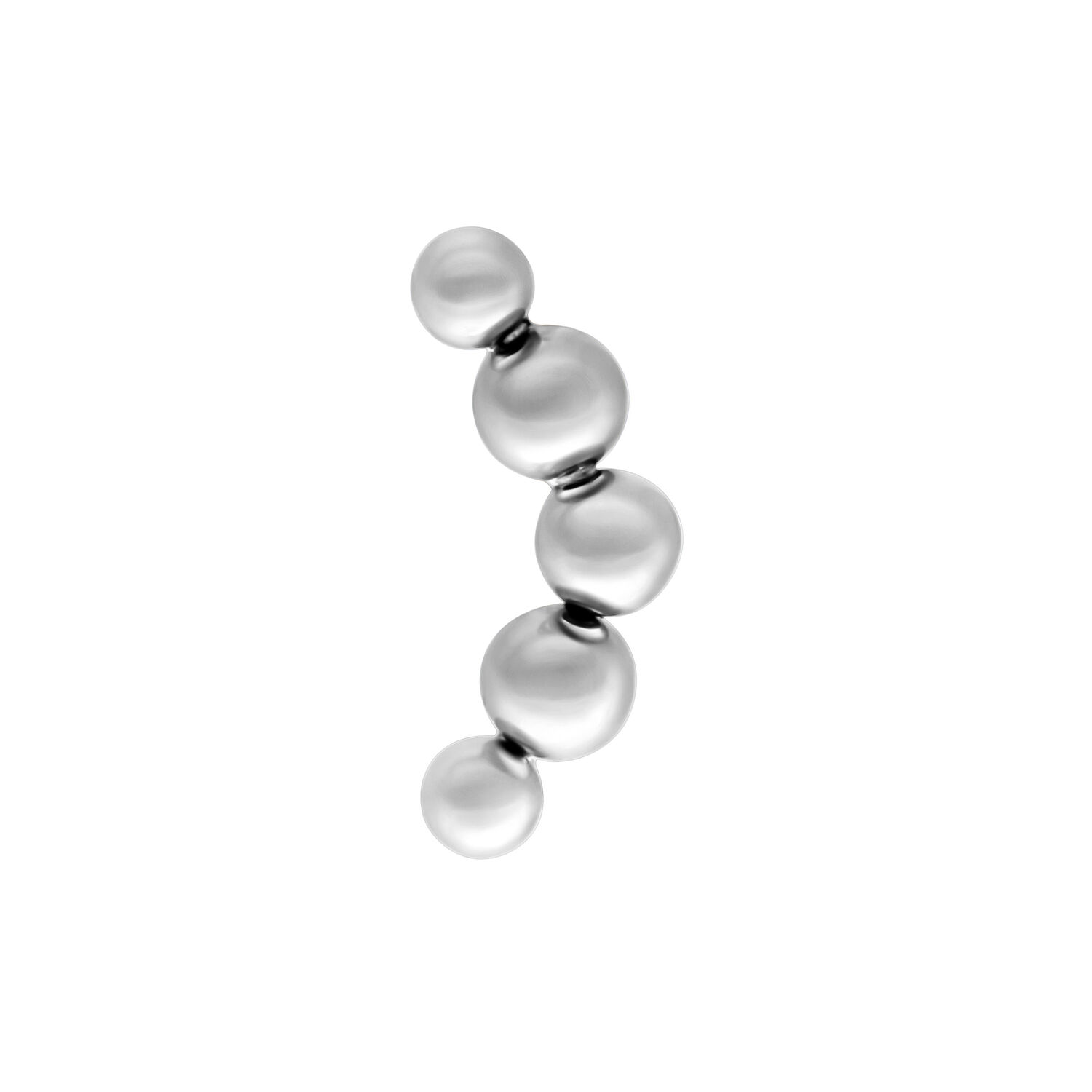 Embout métallique argenté avec design sphérique sur fond blanc
