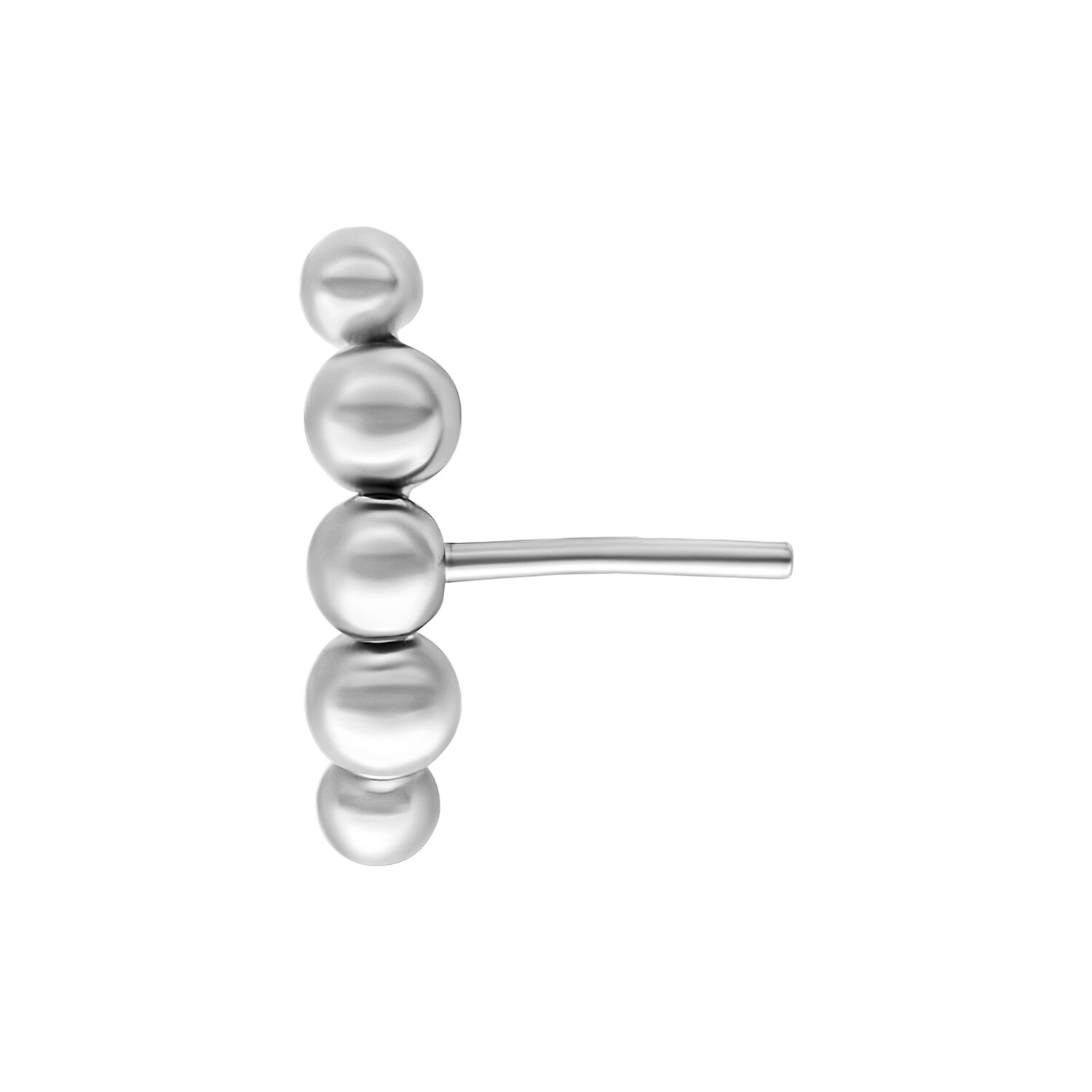 Embout Push Fit argenté avec quatre boules brillantes sur fond blanc
