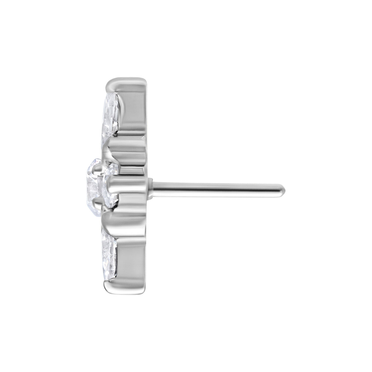 Embout Tiara Push Fit argenté Embout Tiara argenté avec cristal sur fond blanc