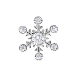 Embout flocon de neige en métal argenté avec cristaux