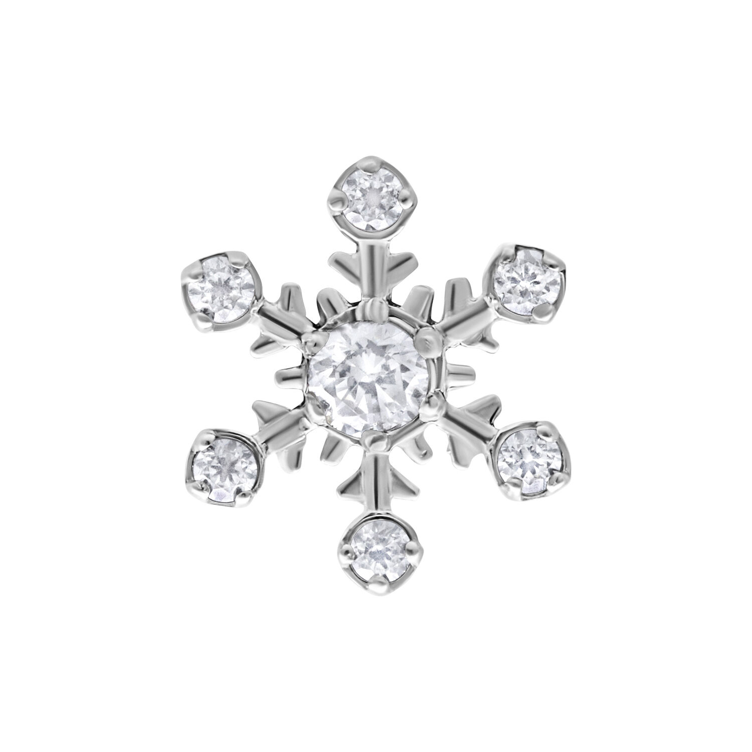 Embout Flocon de Neige Push Fit Argenté Embout flocon de neige en métal argenté avec cristaux