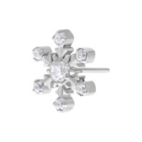 Embout Fleur Push Fit en Titane Argenté Embout Push Fit argenté en forme de flocon de neige avec cristaux clairs