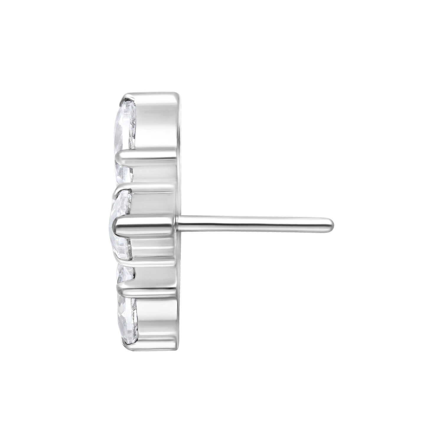 Embout Trinity Push Fit argenté Embout Trinity Push Fit argenté en métal avec cristal clair, vue latérale