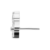 Vue latérale d'un embout Push Fit en titane argenté avec cristal clair sur fond blanc