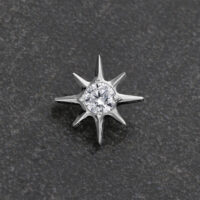Étoile en Cristal Push Fit en Argent Embout étoile en cristal argenté sur fond gris