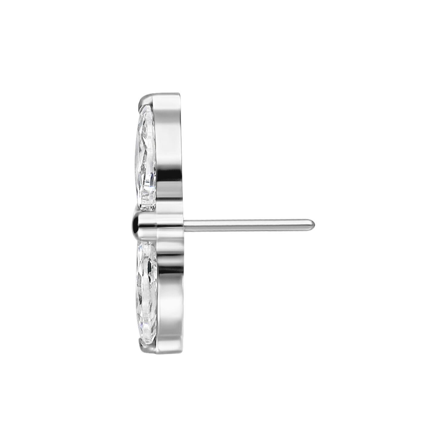 Embout Lotus Cristal Argenté Push Fit Embout Lotus Cristal Argenté en vue latérale sur fond blanc