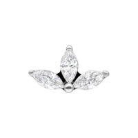 Embout de piercing lotus cristallin Embout triple lotus en titane avec cristaux clairs