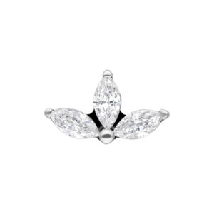 Embout triple lotus en titane avec cristaux clairs