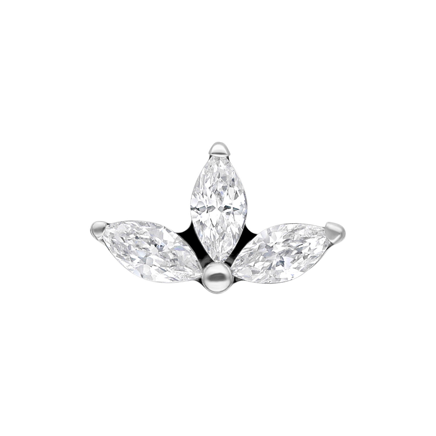Embout de piercing lotus cristallin Embout triple lotus en titane avec cristaux clairs